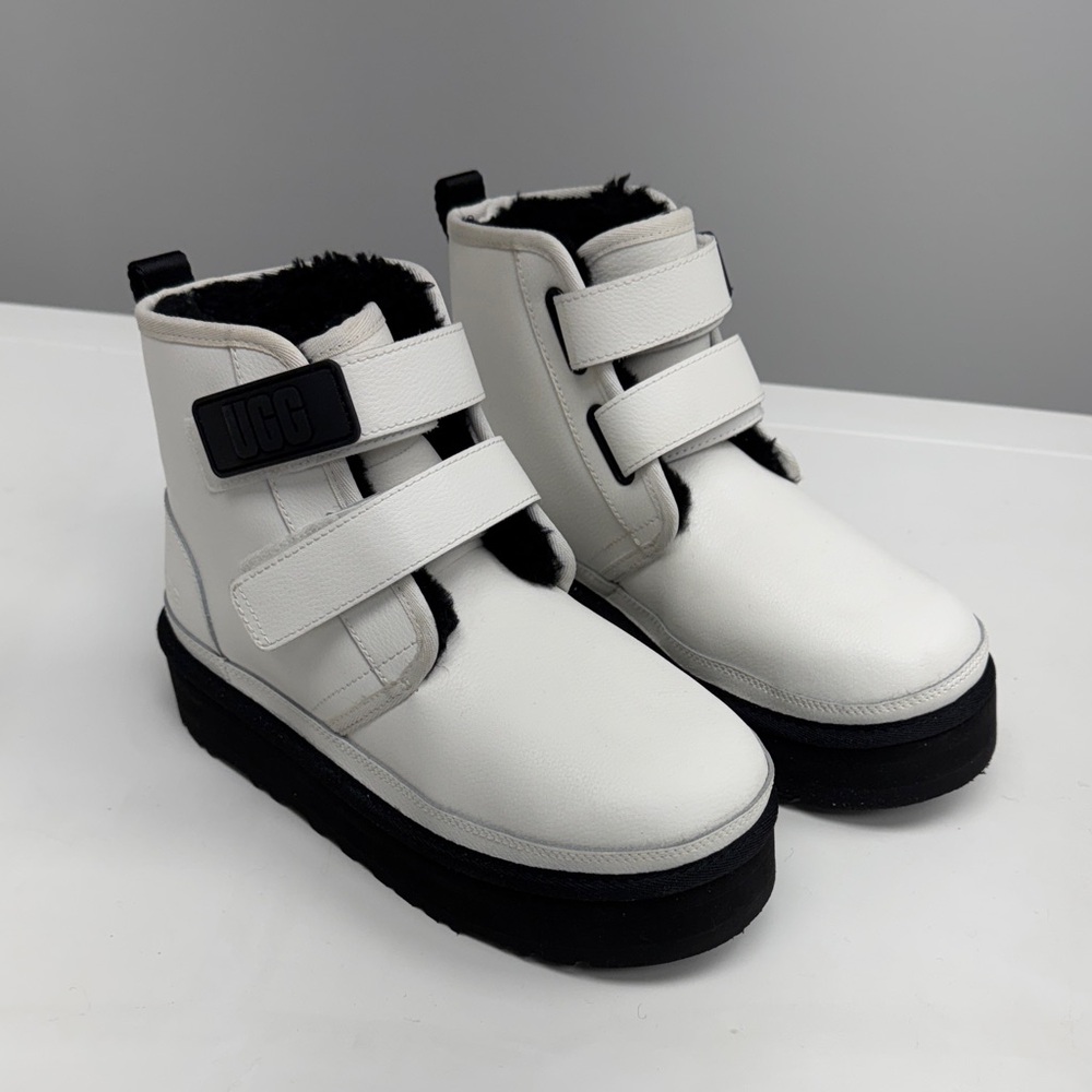 UGG Cream and Black Strap Boots